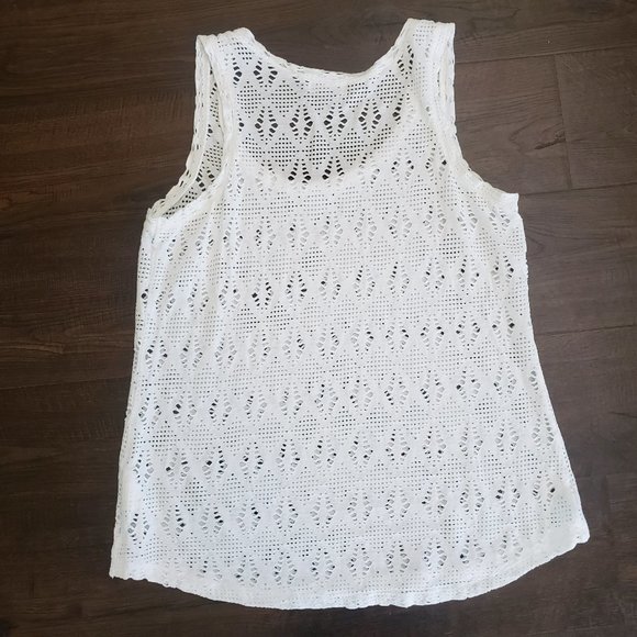 Old Navy Bright White Open Lace Tank Top, Size - S - Picture 5 of 7